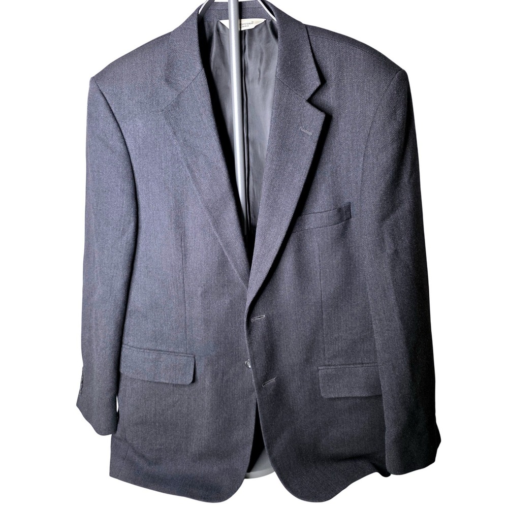 PRONTO UOMO Mens 42R Charcoal Gray Herringbone Lambswool Blazer 2 Button Notch